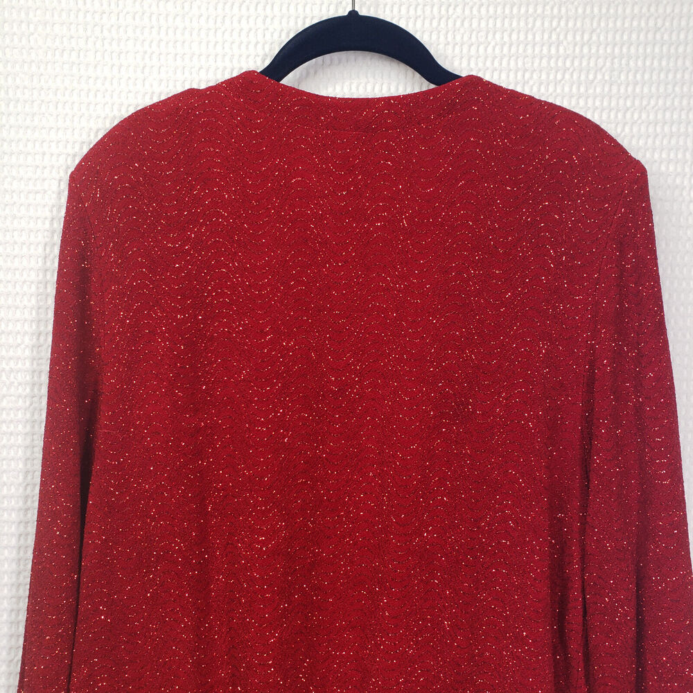 Vintage Ronni Nicole II Sparkly Cardigan Womens 16W Red Jacket Evening Holiday - Picture 10 of 11